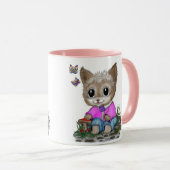 Niedliche Kitty Cat und Butterfly Tasse (VorderseiteRechts)