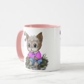 Niedliche Kitty Cat und Butterfly Tasse (Vorderseite Links)