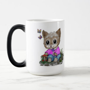 Niedliche Kitty Cat und Butterfly Verwandlungstasse