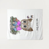 Niedliche Kitty Cat und Butterfly Wandteppich (Vorderseite (Horizontal))