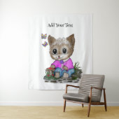 Niedliche Kitty Cat und Butterfly Wandteppich (Beispiel)