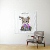 Niedliche Kitty Cat und Butterfly Wandteppich (Beispiel)
