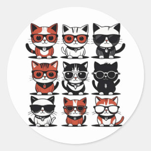 Niedliche Kitty Cats Runder Aufkleber
