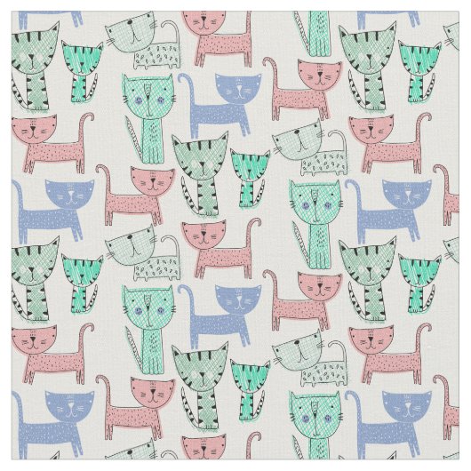 Niedliche Kitty Cats Stoff (Nahaufnahme)
