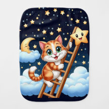Niedliche Kitty Climbs Ladder zum Mond