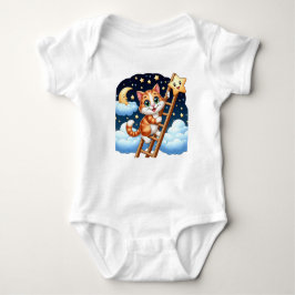 Niedliche Kitty Climbs Ladder zum Mond Baby Strampler
