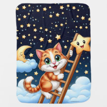 Niedliche Kitty Climbs Ladder zum Mond