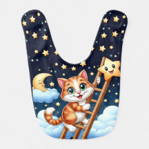 Niedliche Kitty Climbs Ladder zum Mond