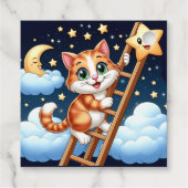Niedliche Kitty Climbs Ladder zum Mond Geschenkanhänger (Rückseite)