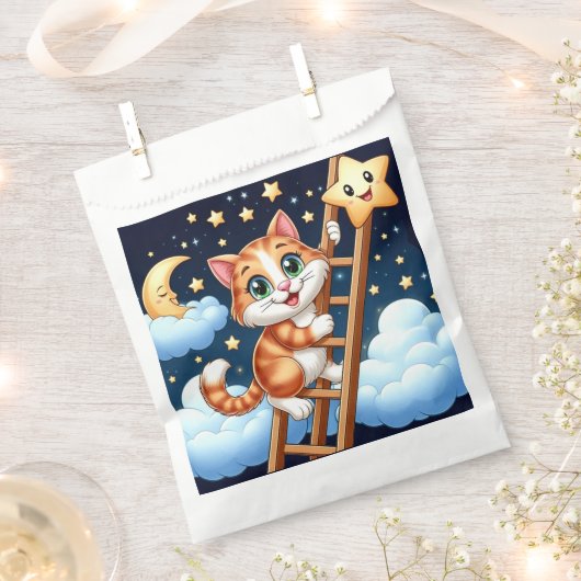 Niedliche Kitty Climbs Ladder zum Mond Geschenktütchen (Ausgeschnitten)