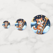 Niedliche Kitty Climbs Ladder zum Mond Konfetti (Rückseiten)