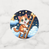 Niedliche Kitty Climbs Ladder zum Mond Konfetti (Klein Vorderseite)