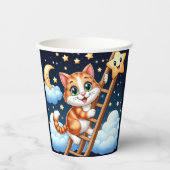 Niedliche Kitty Climbs Ladder zum Mond Pappbecher (Vorderseite)