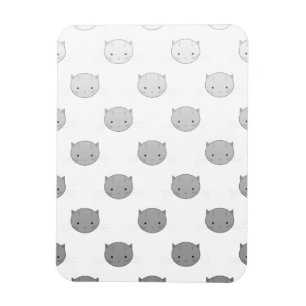 Niedliche Kitty Faces in Schwarz-weiß Grau Magnet