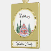 Niedliche Kitty Illustration Banner-Ornament Gold (Links)