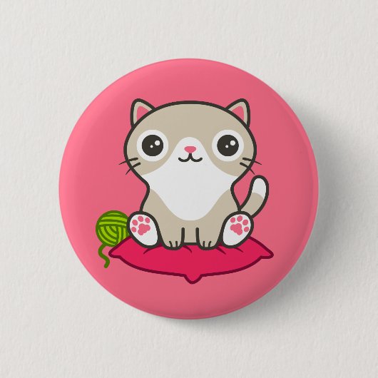 Niedliche Kitty Illustration Button (Vorderseite)