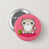 Niedliche Kitty Illustration Button (Vorne & Hinten)