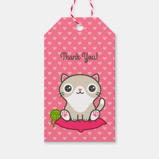 Niedliche Kitty Illustration Geschenkanhänger (Vorderseite)
