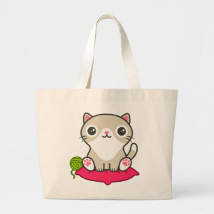 Niedliche Kitty Illustration Jumbo Stoffbeutel