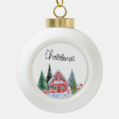 Niedliche Kitty Illustration Keramik Kugel-Ornament (Vorderseite)