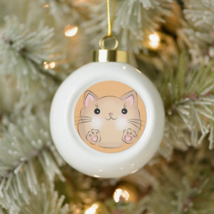 Niedliche Kitty Illustration Keramik Kugel-Ornament