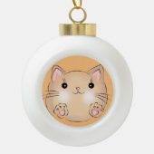 Niedliche Kitty Illustration Keramik Kugel-Ornament (Vorderseite)