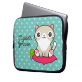 Niedliche Kitty Illustration Laptopschutzhülle (Vorderseite Links)