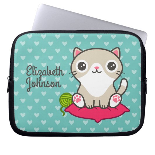 Niedliche Kitty Illustration Laptopschutzhülle (Vorderseite)