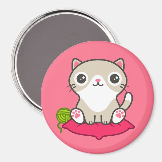 Niedliche Kitty Illustration Magnet (Vorderseite/Rückseite)