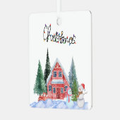 Niedliche Kitty Illustration Ornament Aus Metall (Vorderseite links)