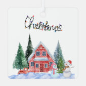 Niedliche Kitty Illustration Ornament Aus Metall (Rückseite)