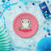Niedliche Kitty Illustration Pappteller (Party)