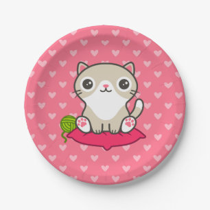 Niedliche Kitty Illustration Pappteller