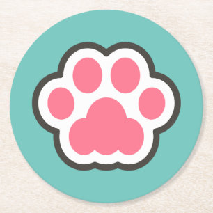 Niedliche Kitty Illustration Runder Pappuntersetzer
