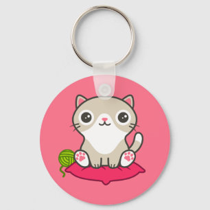 Niedliche Kitty Illustration Schlüsselanhänger