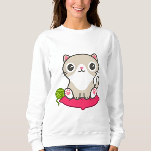 Niedliche Kitty Illustration Sweatshirt (Vorderseite)