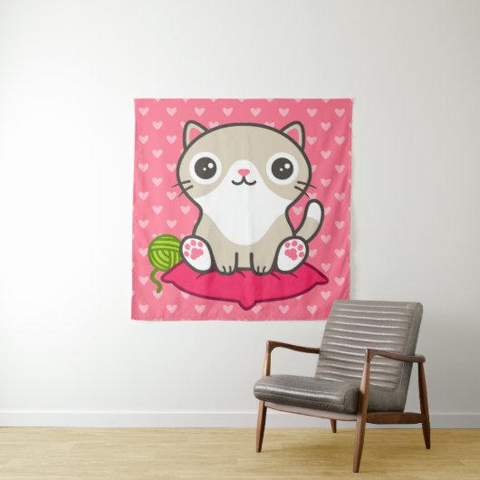 Niedliche Kitty Illustration Wandteppich (Beispiel)