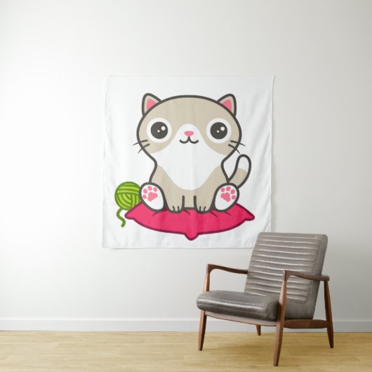 Niedliche Kitty Illustration Wandteppich (Beispiel)