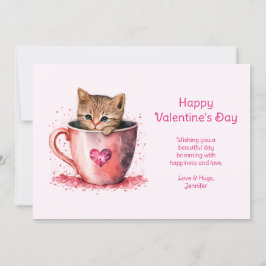 Niedliche Kitty im Teacup zum Valentinstag im Herz Feiertagskarte