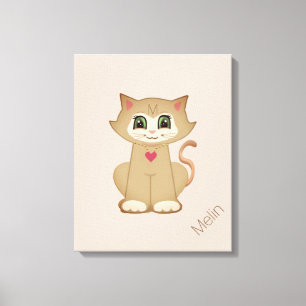 Niedliche Kitty-Katze auf Beige Leinwanddruck