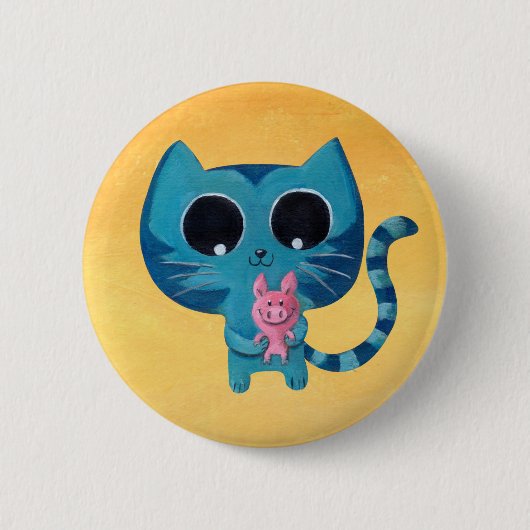 Niedliche Kitty-Katze und Schwein Button (Vorderseite)