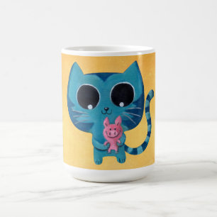 Niedliche Kitty-Katze und Schwein Kaffeetasse