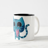 Niedliche Kitty-Katze und Schwein Zweifarbige Tasse (VorderseiteRechts)