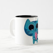 Niedliche Kitty-Katze und Schwein Zweifarbige Tasse (Vorderseite Links)