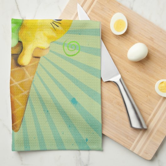 Niedliche Kitty-Katzen-Eiscreme Geschirrtuch (Viertel Falte)