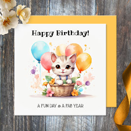 Niedliche Kitty mit Balloons Happy Birthday Karte