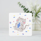 Niedliche Kitty mit Fisch im Sommer Illustration Einladung (Stehend Vorderseite)