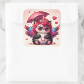 Niedliche Kitty mit Flügeln Quadratischer Aufkleber (Tasche)