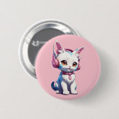 Niedliche Kitty mit Kopfhörer Magie Button (Vorne & Hinten)