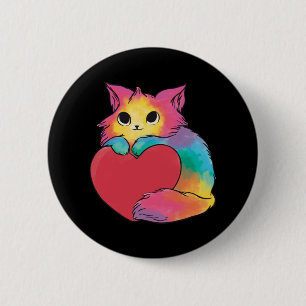 Niedliche Kitty mit Red Heart Button